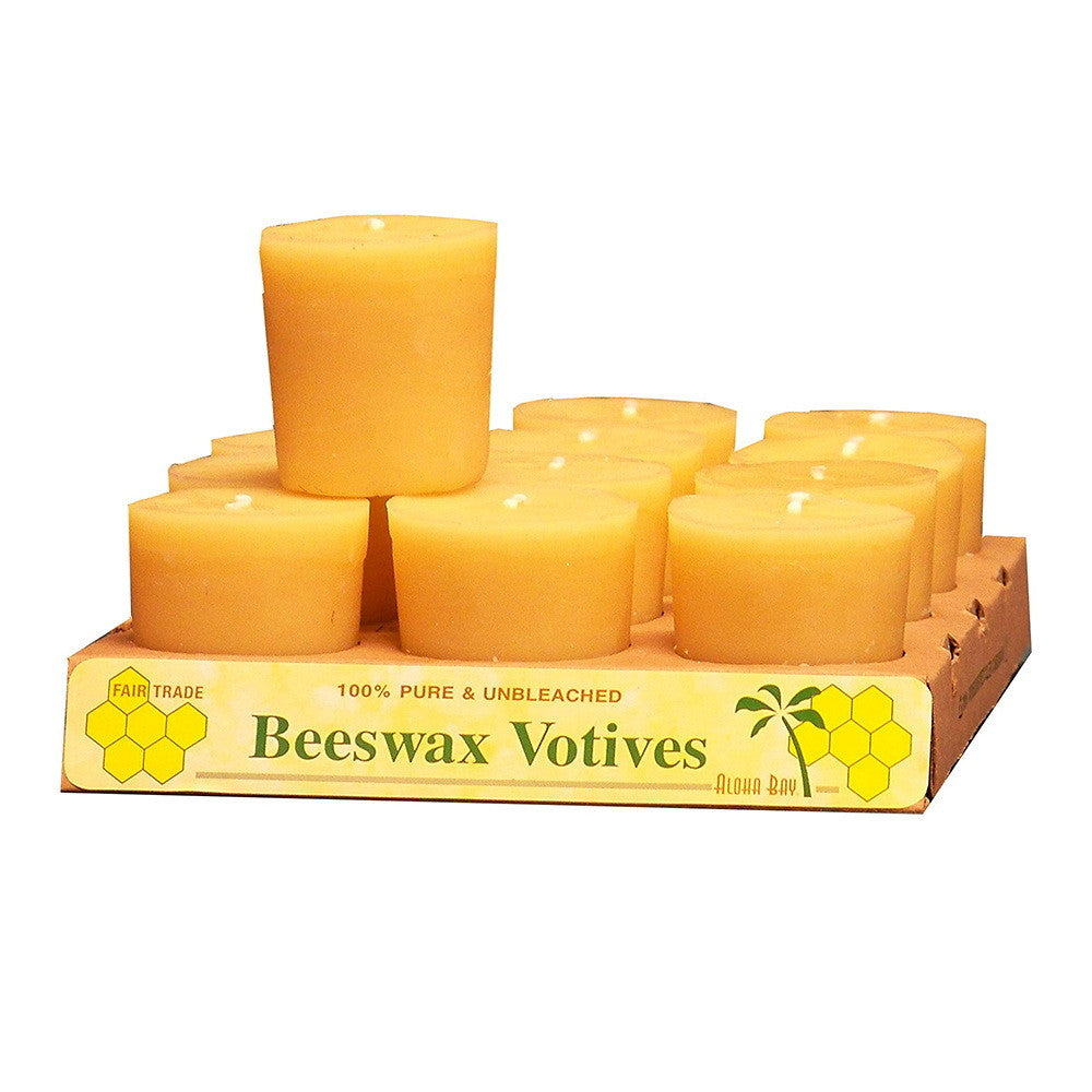 Aloha Bay 100% Pure Unbleached Beeswax Votives, 12 Ea